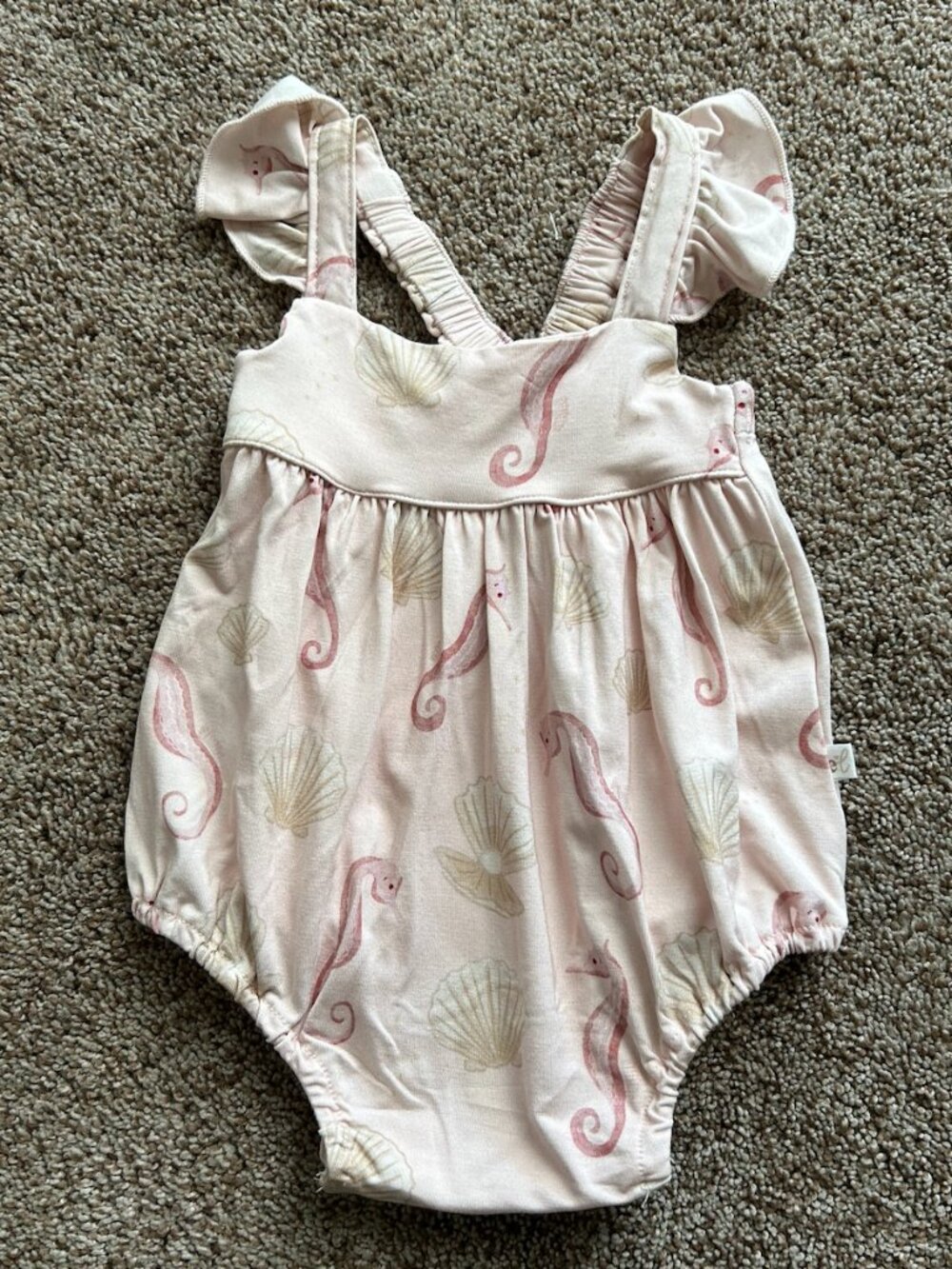 Emi Lei Seahorse Ruffle Romper | Baby Girl 0-3M | NWT